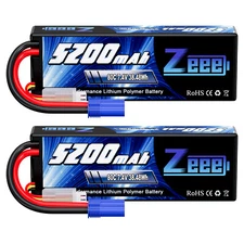 2x Zeee 7.4V 80C 5200mAh 2S LiPo Battery EC5 for RC Car Truck Buggy Truggy Boat