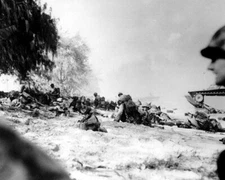 U.S. Marines landing on Saipan under heavy machine gun fire 8x10 WWII Photo 845a
