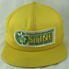 Vintage Stine Soybean Patch SnapBack Trucker Mesh Hat Cap K Products USA Yellow