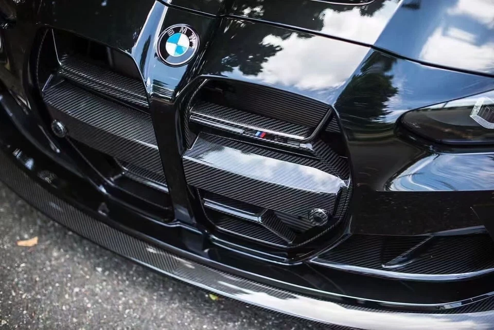 REAL CARBON FIBER V STYLE NOSE GRILL GRILLE FOR 2021-2023 BMW M3 G80 M4 G82 G83 - Image 4 of 4