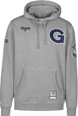 New Mens Mitchell & Ness Georgetown University NCAA Champ City Fleece Hoody.