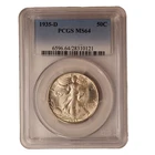 1935  D  WALKING LIBERTY HALF DOLLAR ** PCGS MS63 ** NICE COIN** FREE SHIP 752