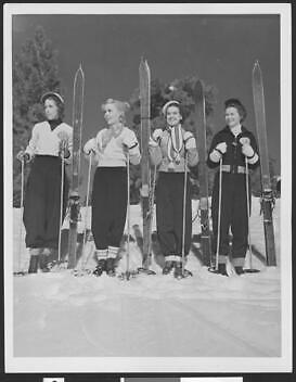Four women skiers posing 1930 California Old Photo | eBay