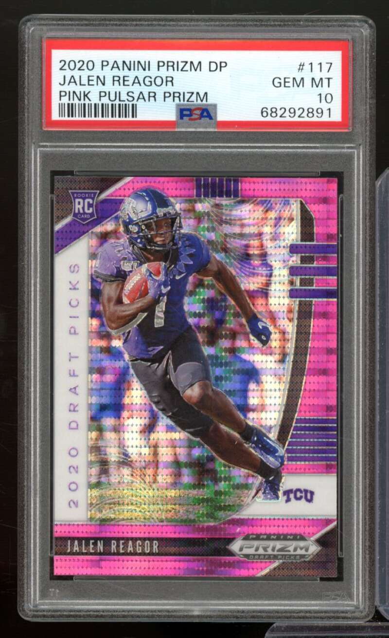 Jalen Reagor Rookie Card 2020 Panini Prizm DP Pink Pulsar Prizm #117 PSA 10