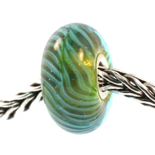 Authentic Trollbeads Glass 61350 Blue-Green Feather :0 RETIRED