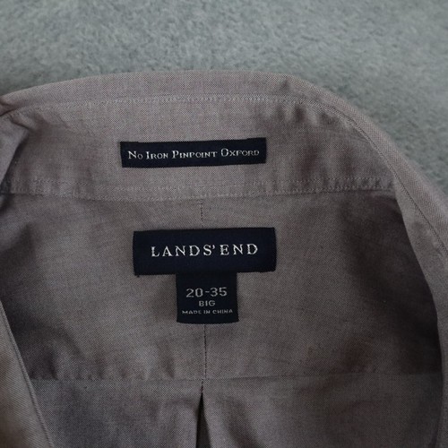 Lands End Shirt Mens 20-35 Big No Iron Pinpoint Oxford Button Down Long Sleeve - Picture 3 of 6