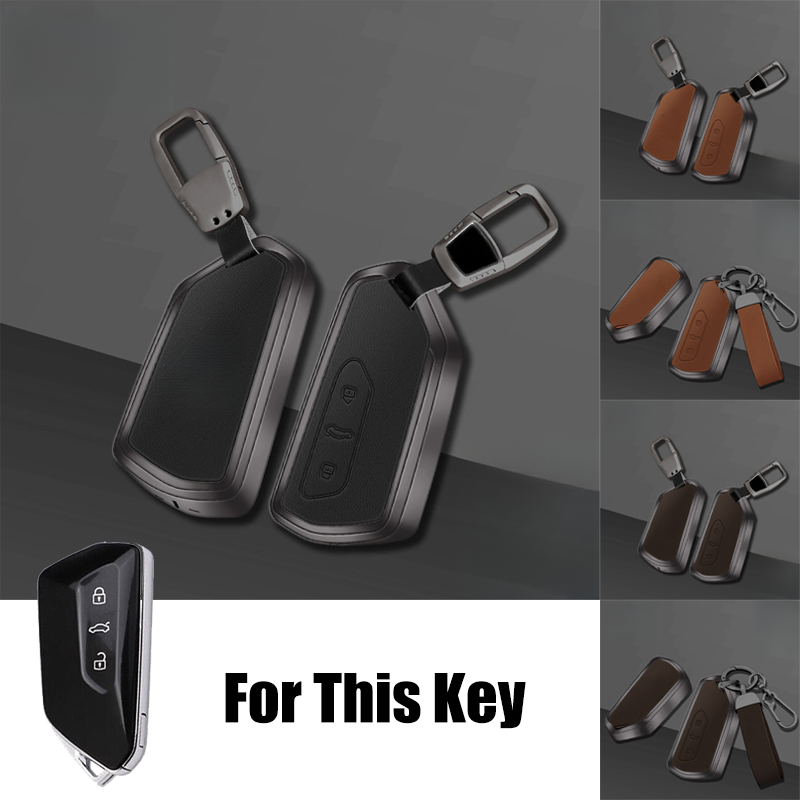 Alloy Leather Car Key Fob Case Cover For VW Golf 8 Seat MK 4 Teramon ID.3 ID.4