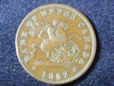 1857 Penny Providence Of Canada,  BANK OF UPPER CANADA FREE SHIPPING T-32