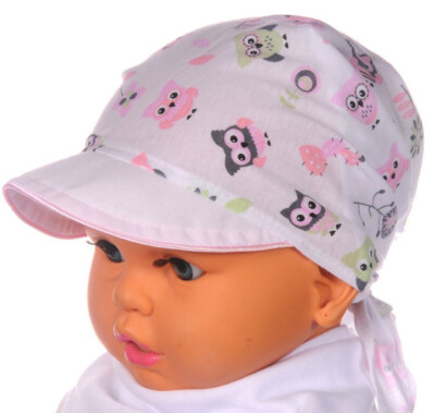 Kopftuch Baby Kinder Sommer Mütze Bandana Kopfbedeckung in weiß rosa