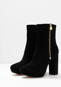 michael kors black boots with gold zipper