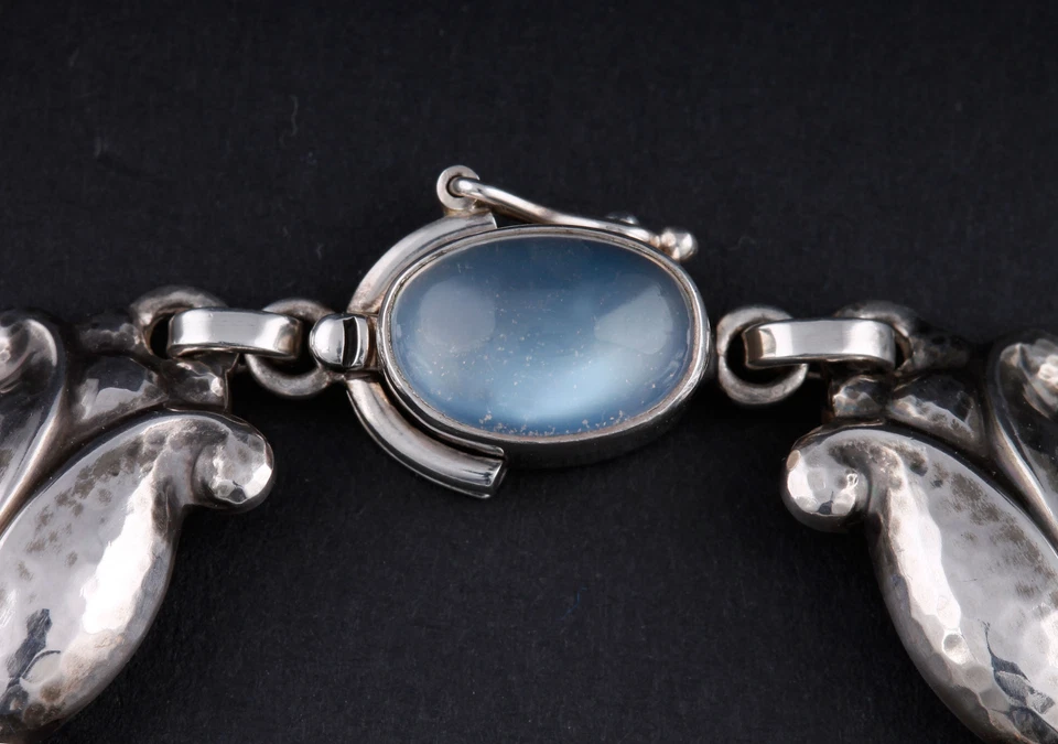 Pulsera de ley GEORG JENSEN con piedra lunar azul # 11, plata, GJ mismo. Foto 4 de 4