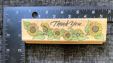 Hero Arts Wood Mount Rubber Stamp H736 Thank You Sunflower Flowers 1996 VTG