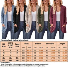 Womens Ribbed Sweater Cardigan Ladies Casual Loose Solid Jumper Coat Long Sleeve