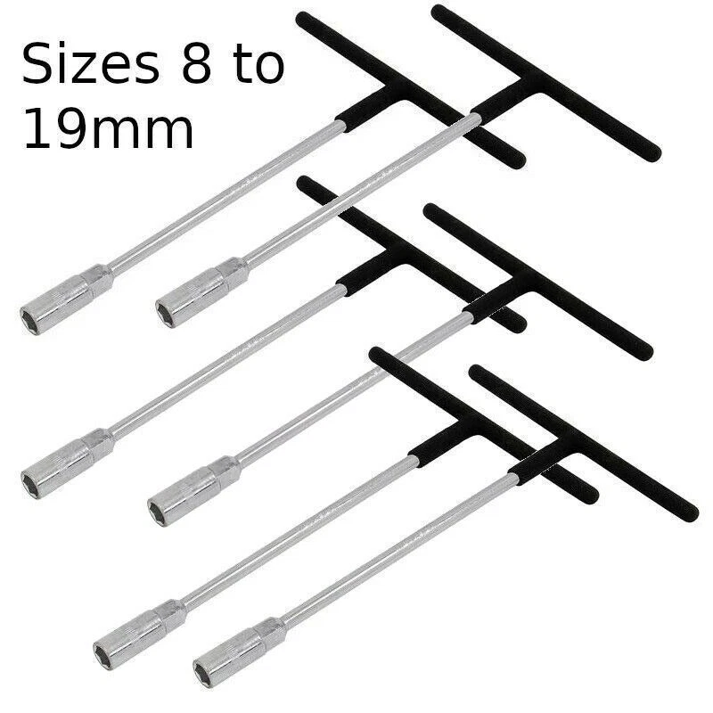 NIELSEN T Type Handle Socket Wrench Deep Reach Spanner Nut Driver Soft Grip T-Bar 8-19mm