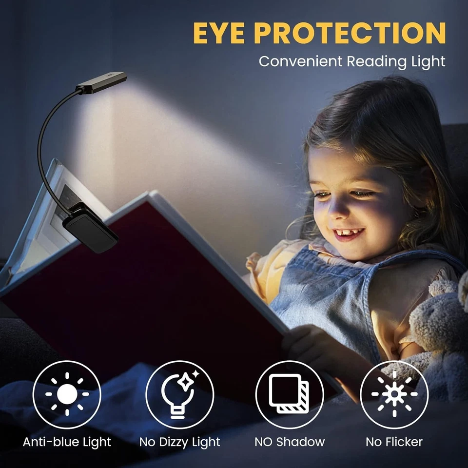 Leselampe Buch Klemme Buchlampe Bett 10 LEDs Klemmlampe USB 360° Flexibel F174 - Bild 3 von 4