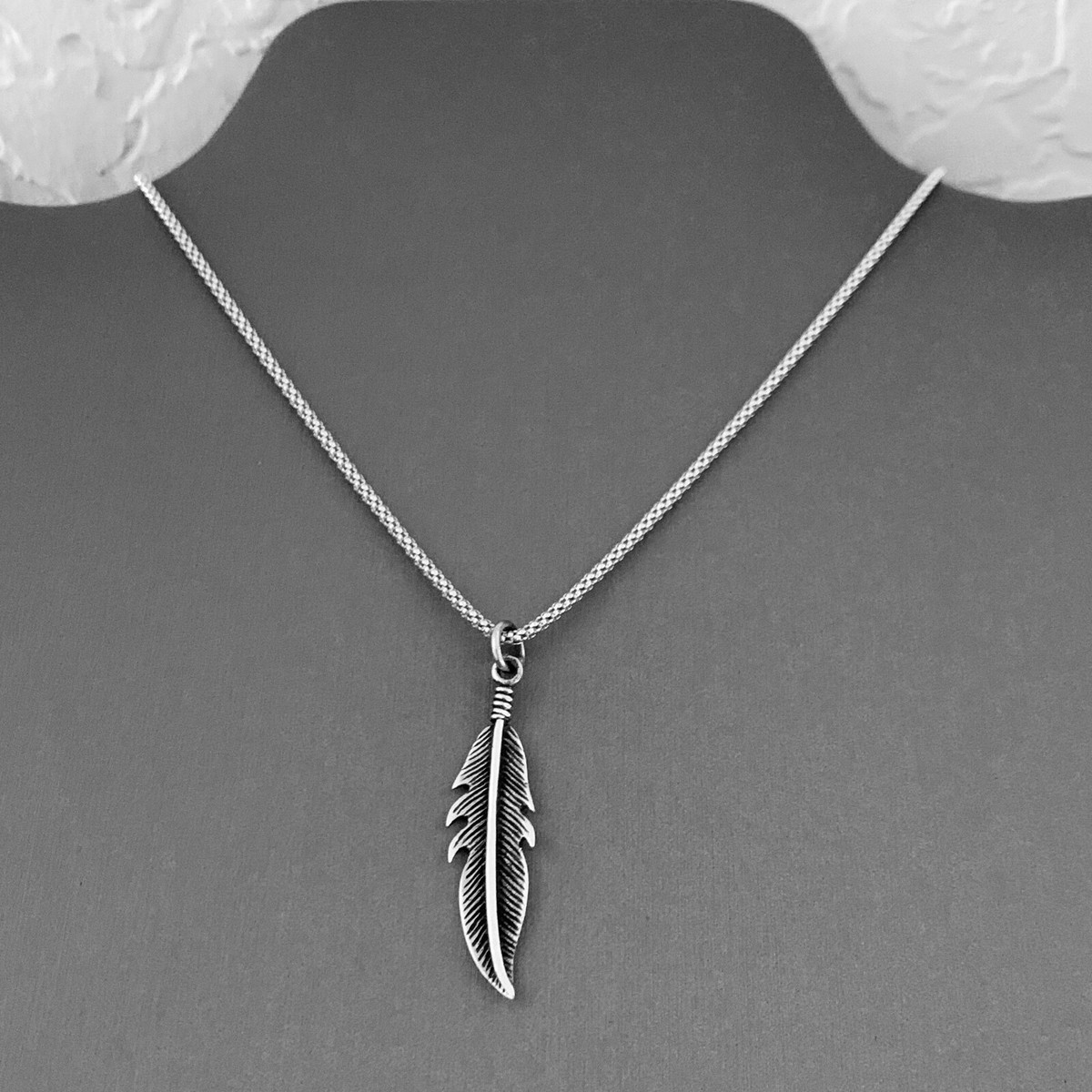 Sterling Silver Eagle Feather Necklace, Angel Wings Necklace, Boho