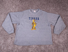 VTG Disney Tigger Crewneck Sweatshirt Mens L Gray Pullover Pooh Embroidered 90s