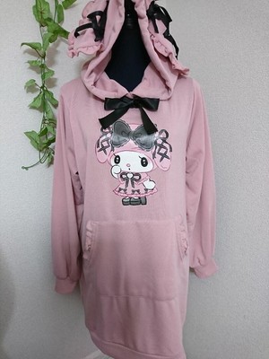 Sanrio My Melody Midnight Melokuro Hoodie Dress Pink Japanese Size M