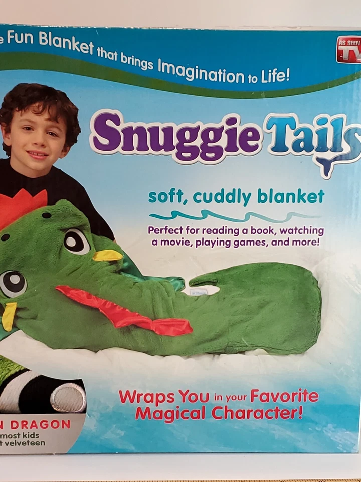 Snuggie Tails Fiery 绿龙柔软可爱毯子“电视上看到”全新带盒 — 第 2/4 张图片