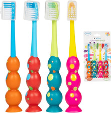 Kids Toothbrush - Soft Bristles with Suction Cup for Easy Storage, Toddler To...
