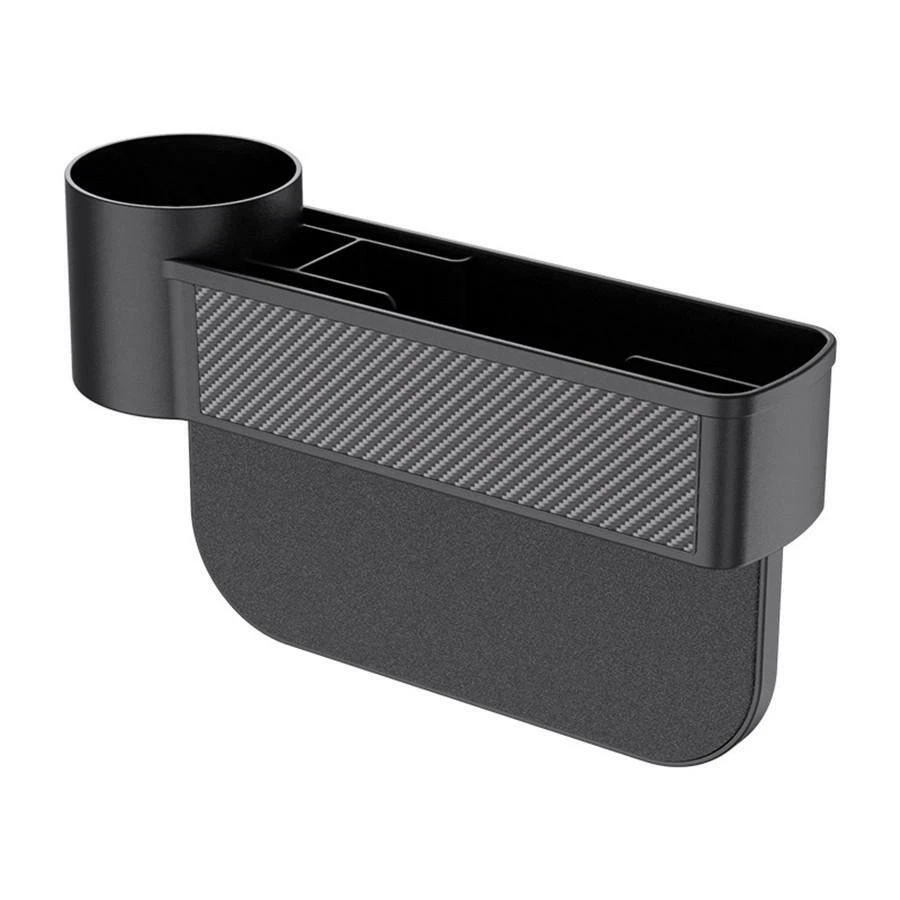 Car Seat Gap Catcher Phone Organizer Storage Box Pocket Cup Holder Carbon Fiber - Image 2 of 4