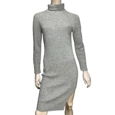 All Saints Women’s Size S Heather Gray Ribbed Sweater Knit Turtleneck Dress