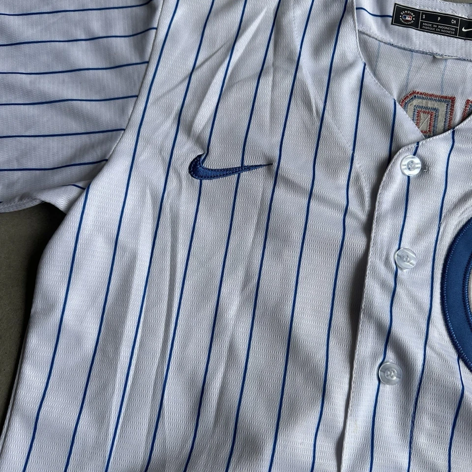 Chicago Cubs Nike Thompson 71 Jersey White Pin Stripe Size Small - Image 3 of 4