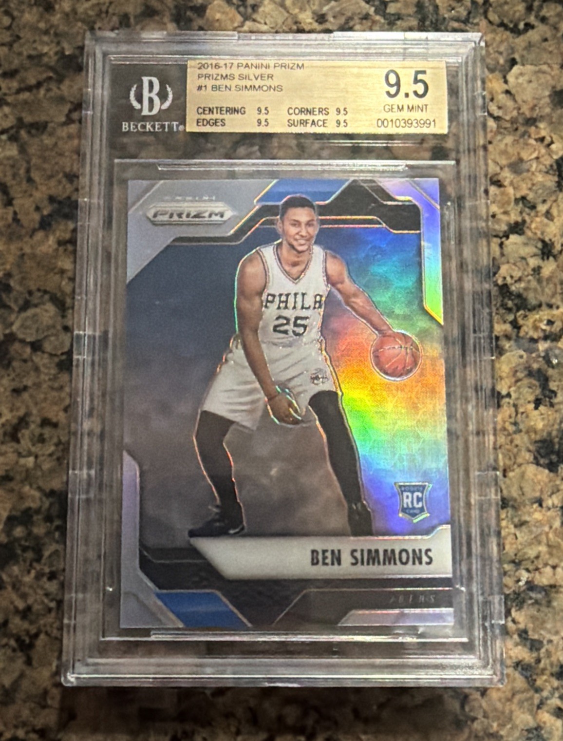 2016-17 Panini Prizm 1 Ben Simmons Silver Prizm RC BGS 9.5 Gem Mint