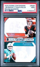 2020 Contenders JOE BURROW & TUA TAGOVAILOA #RNBT PSA 9 MINT Rookie Card RC. rookie card picture