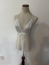 Victoria's Secret White Glittery Two Piece Lingerie Set, Size M