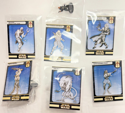 Star Wars Miniatures Mixed Lot - 6 Sealed Figures with Cards NEW (M-07)