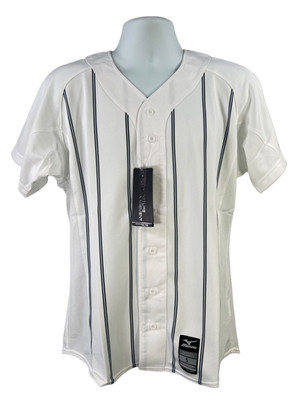 Mizuno Men's White Pinstripe Performance Pro Short Sleeve Baseball Jersey - S