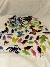 Mixed Lot of 60 Rubber Plastic Spider Beetle Insects Bugs Toy Figures
