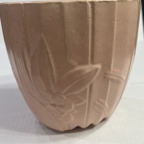 McCoy Pottery Pink Jardiniere Planter Water Lily Flowers And Leaves 6.5 Inches - Picture 4 of 5