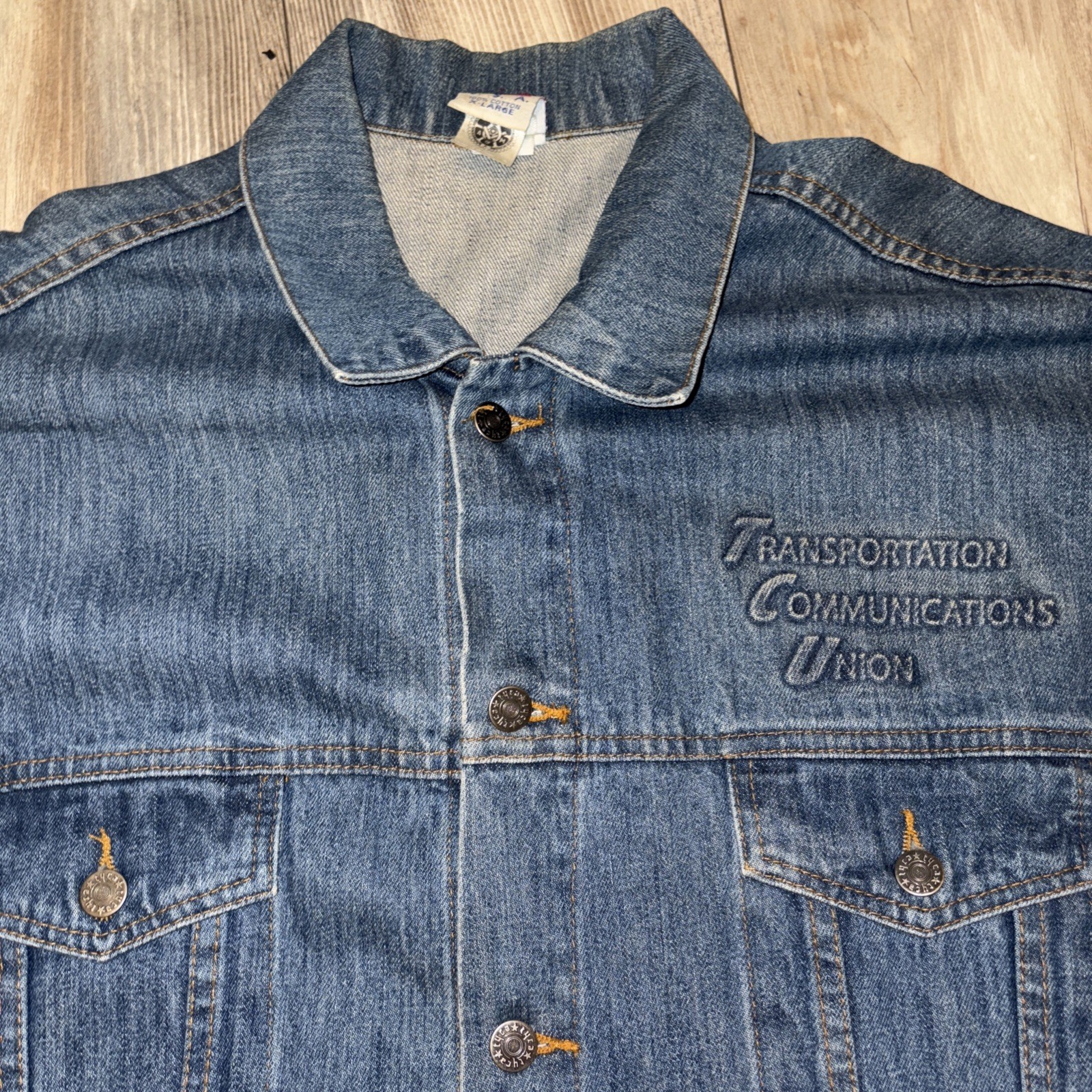 American Eagle Embossed Denim Jacket Transportati… - image 8