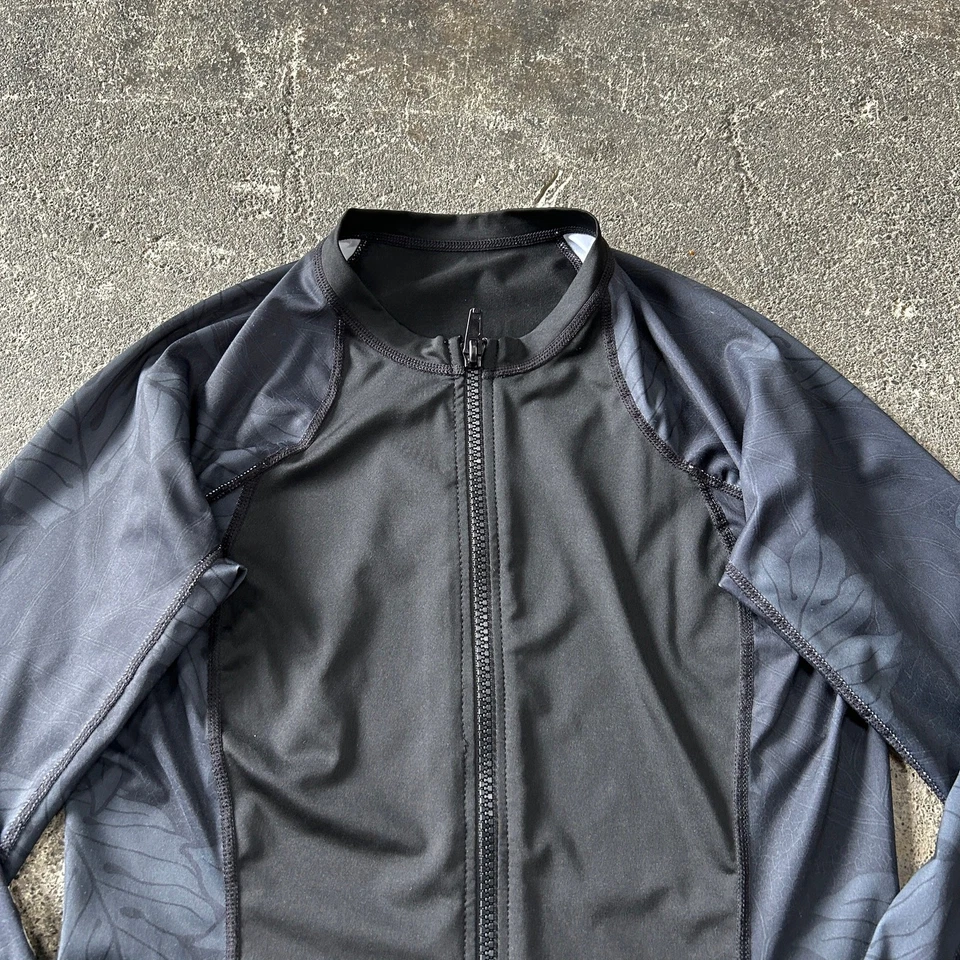 Купальный костюм Hurley Rash Guard размер XS черный с цветочным рисунком на молнии пляж океан лето - Изображение 2 из 4