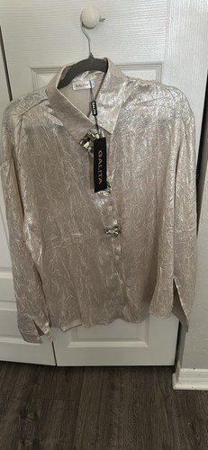 Galita Blouse Button Down With Flower Crystal Buttons Large