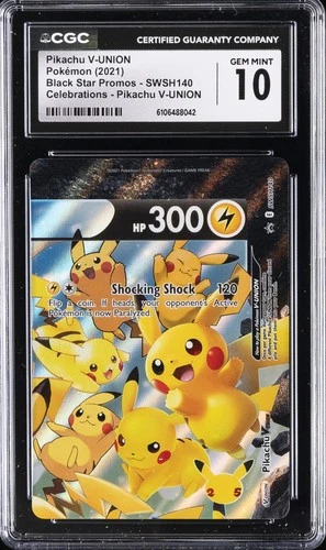 2021 POKEMON BLACK STAR PROMOS #SWSH139 PIKACHU V-UNION CGC 10 GEM MINT