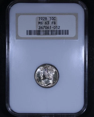 1928 Mercury Dime - 10c NGC MS63 FB - Full Bands - Old Fatty Holder!