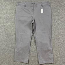 Lands End Pants Womens 18W Mid Rise Straight Leg Gray Stretch Cotton Chino - NEW