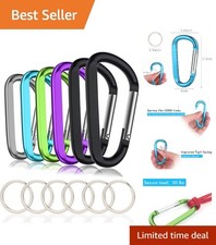 6PCS 3" Aluminum D-Ring Carabiner Clips with Keyrings - Lightweight  Durable