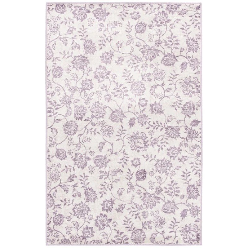Lavender Floral Faux Fur Accent Rug Soft Indoor Carpet Elegant Comfort 36x56 New - Image 2 of 4