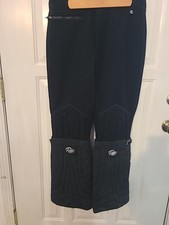 VTG Roffe Ski Pants Black Wool Padded Knee Flared Leg 70s USA READ For Size L 