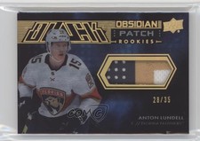 2021-22 SPx UD Black Obsidian Rookie Jersey Gold 28/35 Anton Lundell Patch 11jd