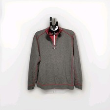 Tommy Bahama Sweater Men's Size Large Reversible 1/4 Zip Gray/red Casual