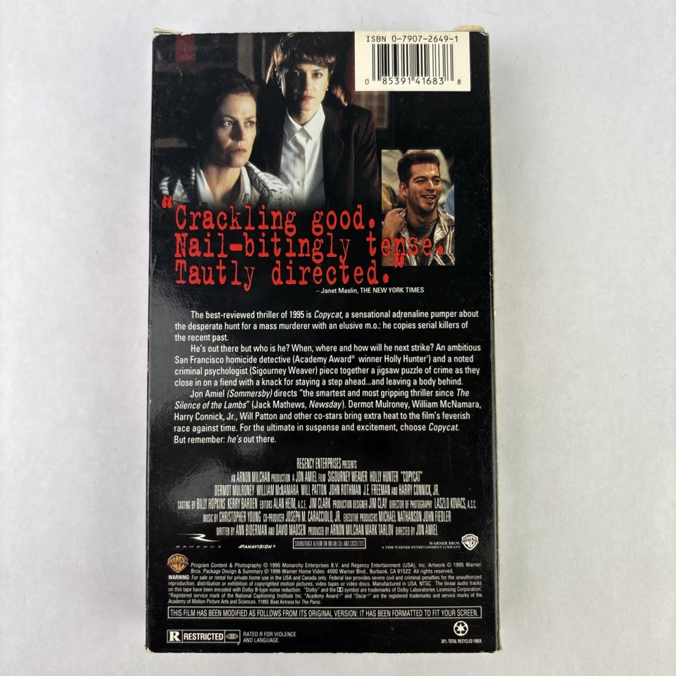 Copycat (VHS, 1996, Widescreen Version) Sigourney Weaver, Holly Hunter ￼ - Image 2 of 4