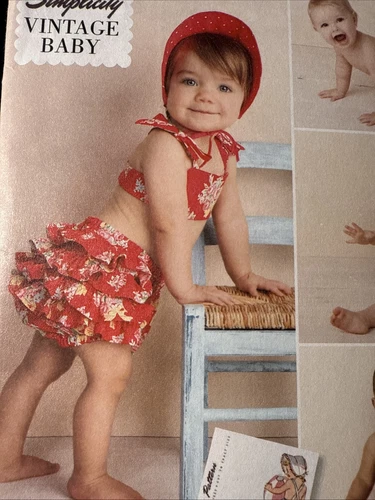 Simplicity Pattern 1600 Baby Romper Bikini Panties Bonnet Sz XXS-L - Picture 2 of 5