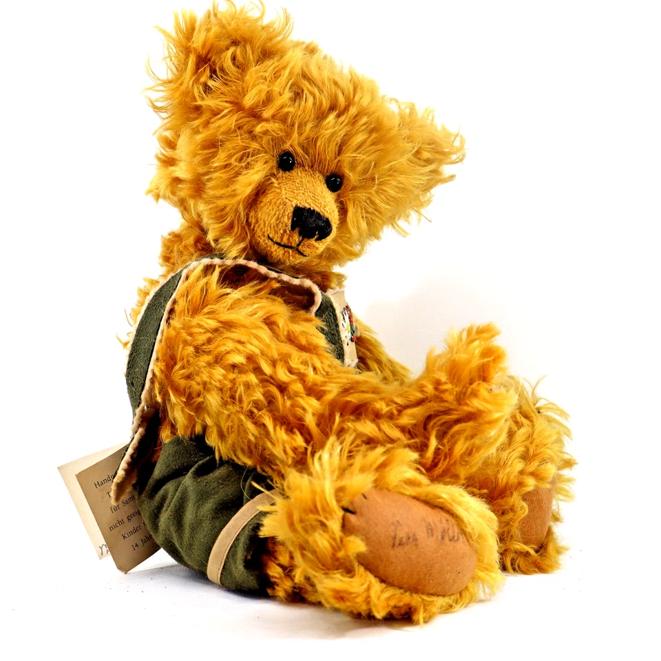 Vtg Artist Teddy Bear German Vera Moeller LTD ED #9/10 "Jorke" 1996 gold mohair - Image 3 of 4