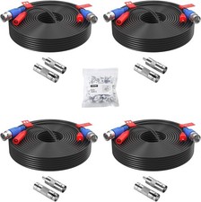 4 Pack 100ft 30 Meters 2-in-1 Video Power Cable BNC Extension Surveillance