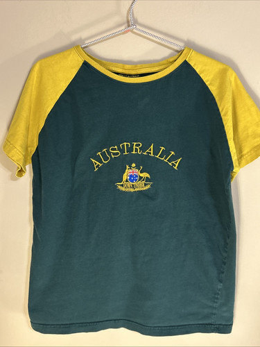 Vintage Hoxley Australia Herren T-Shirt M grün gold Down Under Känguru bestickt - Bild 1 von 5
